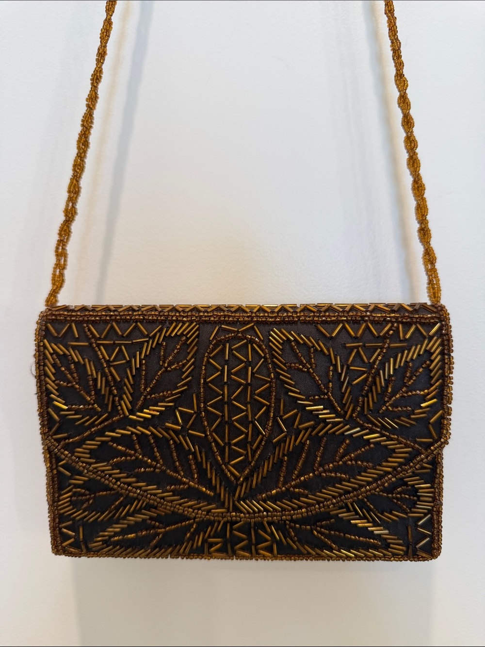 Bijoux Terner Brown Beaded Floral crossbody